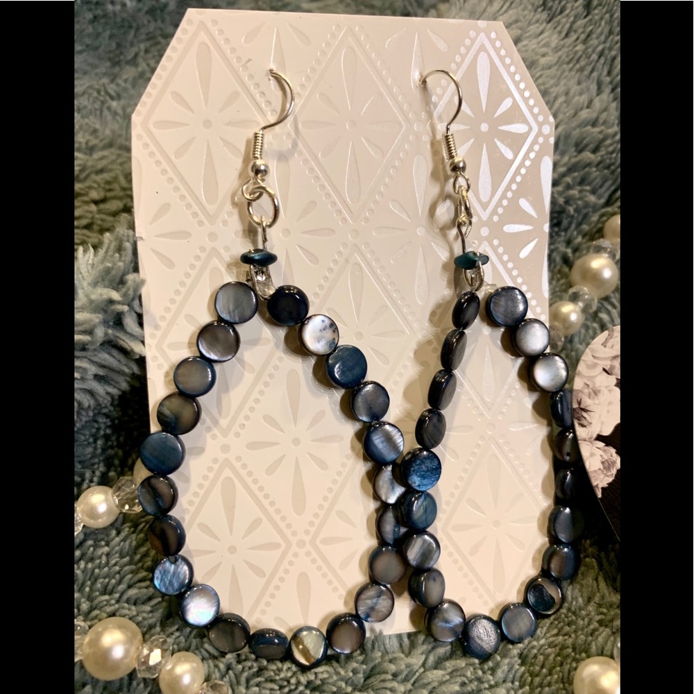 Beaded Teardrop Hoop Earrings